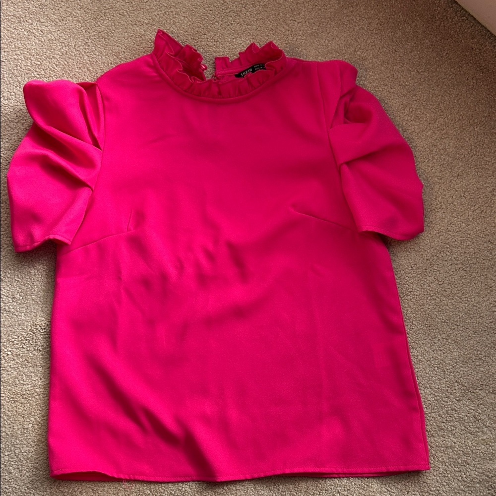 SHEIN Vibrant Pink Ruffle Top